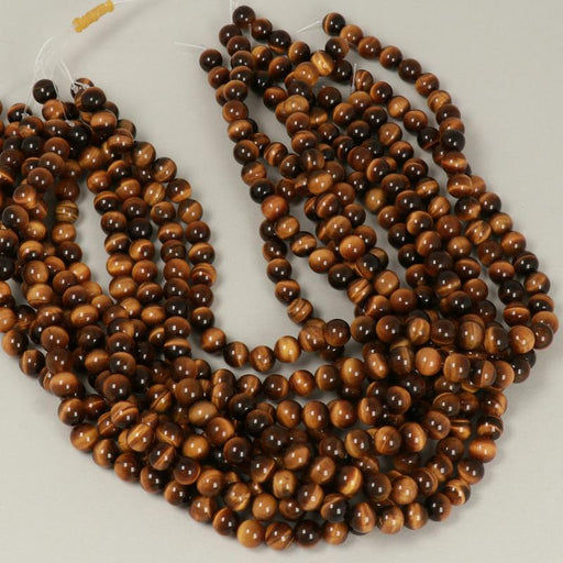 1 Strand 38/40 cm Edelsteinperlen 8 mm Gelbes Tigerauge Rund Glatt  Farbe_Yellow Farbe_ Brown