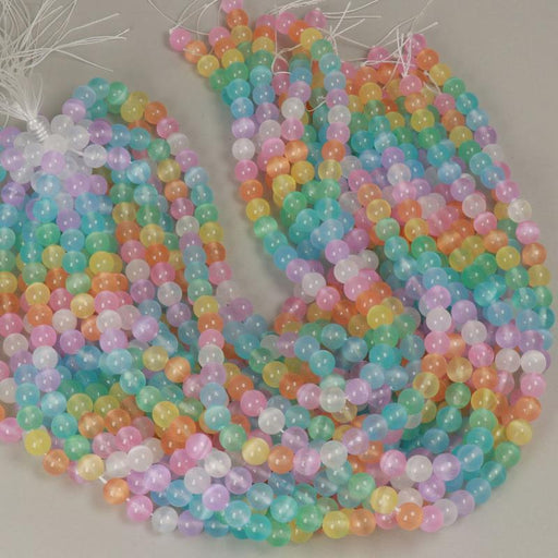 1 Strand 38/40 cm Edelsteinperlen 8 mm Selenit Mischfarbe Rund glatt  Farbe_Multicolored