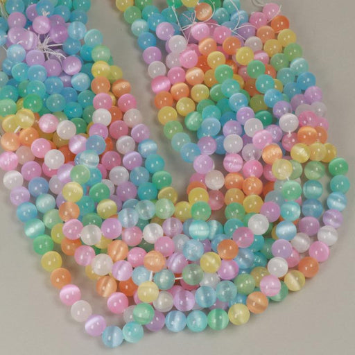 1 Strand 38/40 cm Edelsteinperlen 10mm Selenit Mischfarbe Rund glatt  Farbe_Multicolored