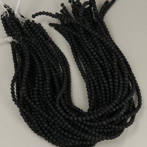 1 Strand 38/40 cm Edelsteinperlen 4x5 mm Lava Schwarz Rund  Farbe_Black