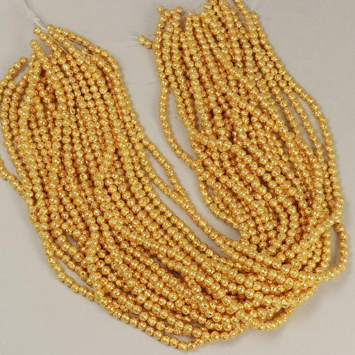 1 Strand 38/40 cm Edelsteinperlen 4x5 mm Lava Plattiert Gold Rund  Farbe_Gold