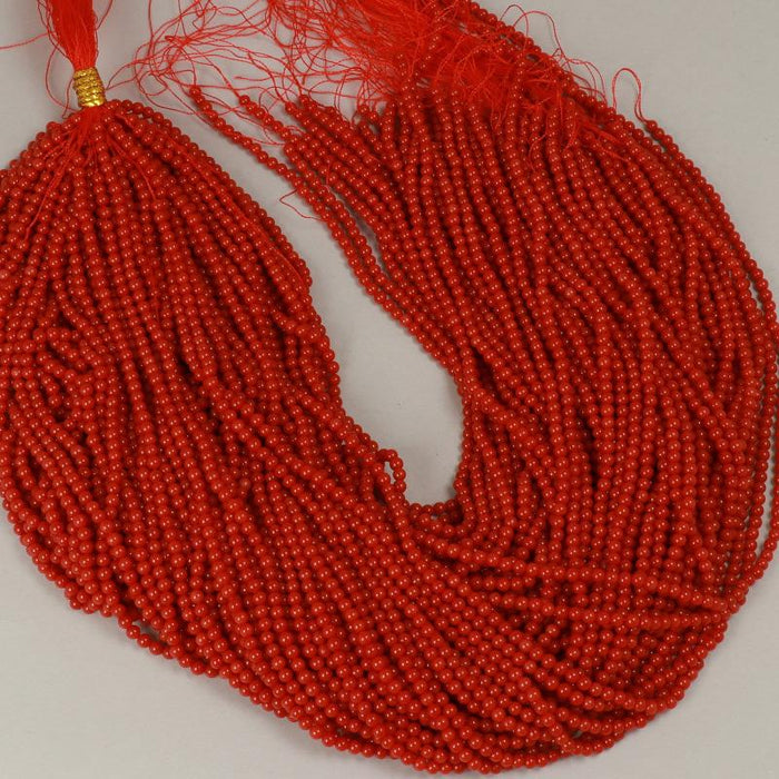 1 Strand 38/40 cm Edelsteinperlen 3.5 mm Koralle Bambus Rot Rund glatt  Farbe_Red