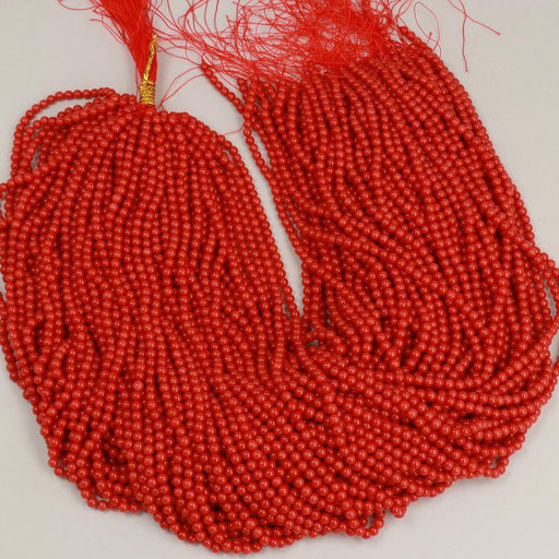 1 Strand 38/40 cm Edelsteinperlen 4 mm Koralle Bambus Rot Rund glatt  Farbe_Red