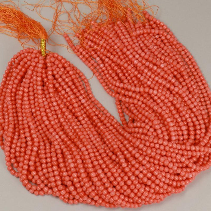 1 Strand 38/40 cm Edelsteinperlen 4.5 mm Koralle Bambus Momo Rund glatt  Farbe_Red