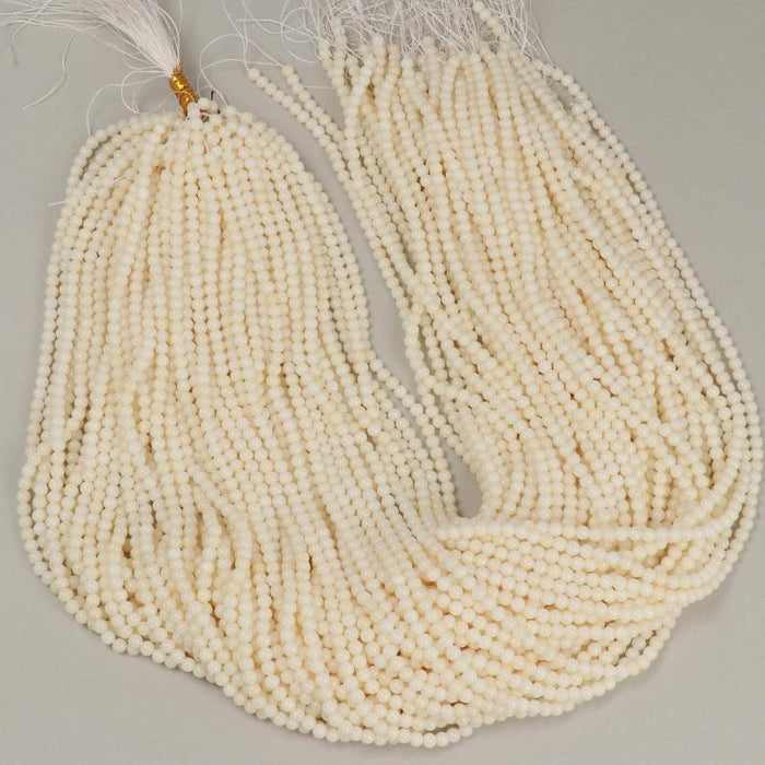 1 Strand 38/40 cm Edelsteinperlen 3.5 mm Koralle Bambus Bianco Rund glatt  Farbe_Beige