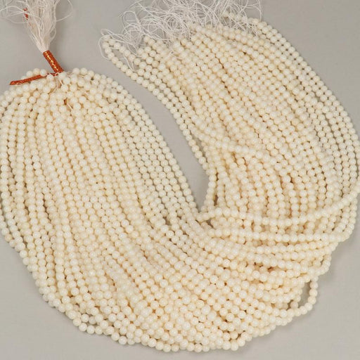 1 Strand 38/40 cm Edelsteinperlen 4.5 mm Koralle Bambus Bianco Rund glatt  Farbe_Beige