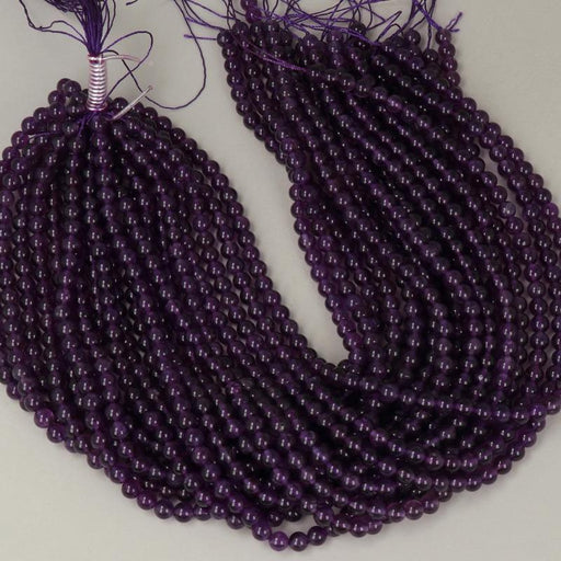 1 Strand 38/40 cm Edelsteinperlen 6 mm Amethyst Rund glatt  Farbe_Purple