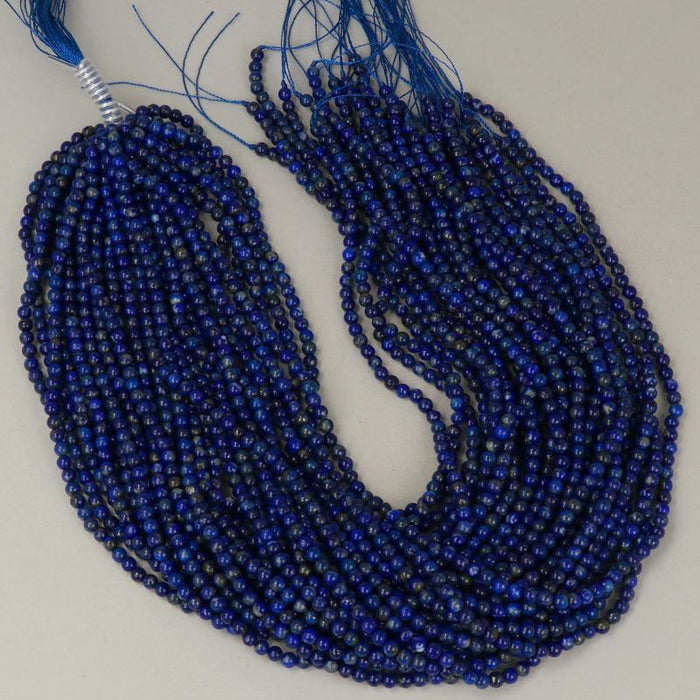 1 Strand 38/40 cm Edelsteinperlen 4 mm Lapislazuli Rund glatt  Farbe_Blue