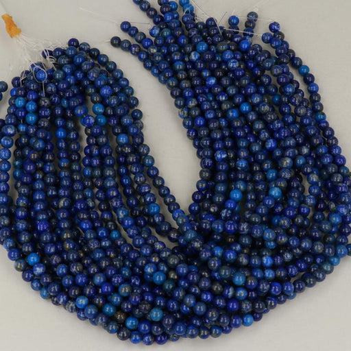 1 Strand 38/40 cm Edelsteinperlen 6 mm Lapislazuli Rund glatt  Farbe_Blue