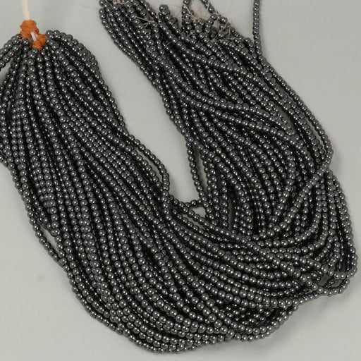 1 Strand 38/40 cm Edelsteinperlen 4 mm Hämatit Rund glatt  Farbe_Grey