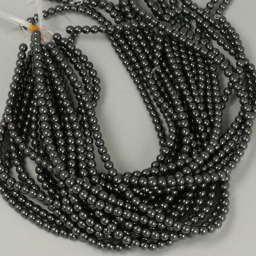 1 Strand 38/40 cm Edelsteinperlen 6 mm Hämatit Rund glatt  Farbe_Grey