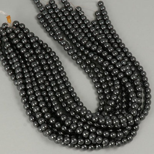 1 Strand 38/40 cm Edelsteinperlen 8 mm Hämatit Rund glatt  Farbe_Grey