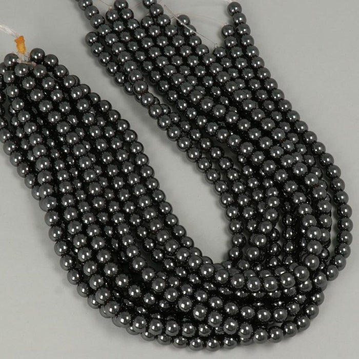 1 Strand 38/40 cm Edelsteinperlen 8 mm Hämatit Rund glatt  Farbe_Grey