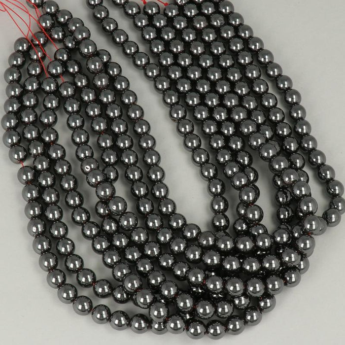 1 Strand 38/40 cm Edelsteinperlen 10mm Hämatit Rund glatt  Farbe_Grey