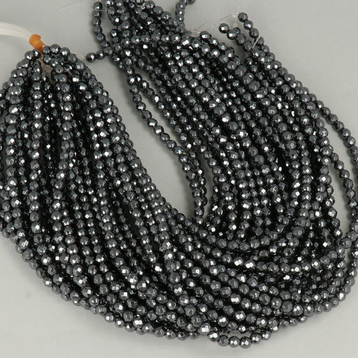 1 Strand 38/40 cm Edelsteinperlen 6 mm Hämatit Rund facettiert  Farbe_Grey
