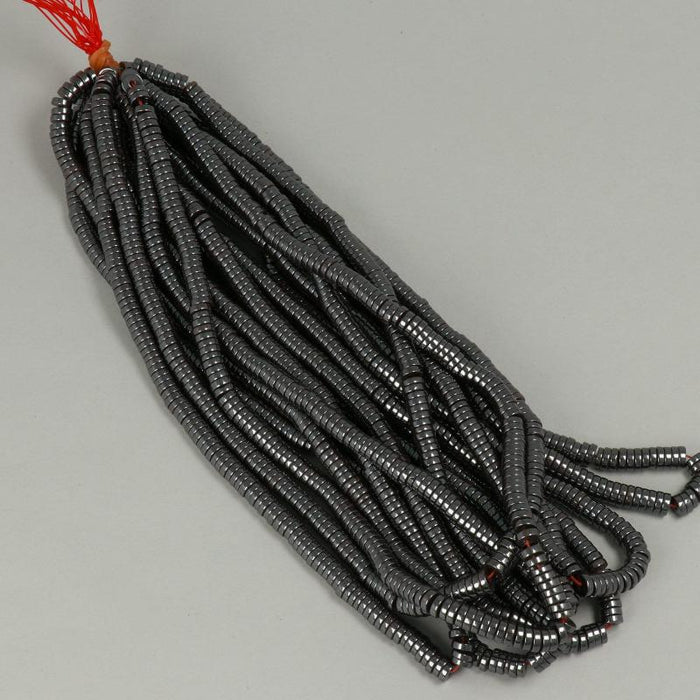 1 Strand 38/40 cm Edelsteinperlen 6x2 mm Hämatit Heishi  Farbe_Grey