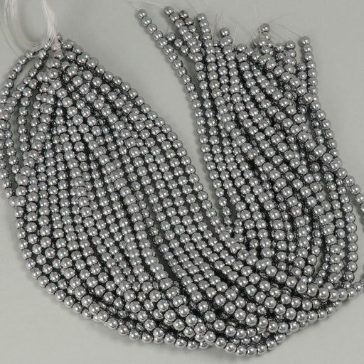 1 Strand 38/40 cm Edelsteinperlen 6 mm Hämatit Plattiert Rhodium Rund glatt  Farbe_Grey