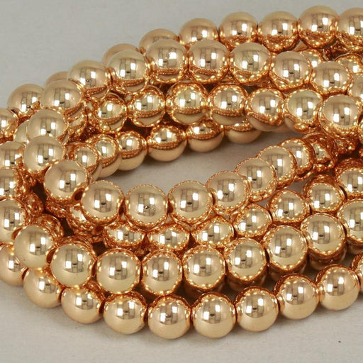 1 Strand 38/40 cm Edelsteinperlen 6 mm Hämatit Plattiert Gold 18K Rund glatt  Farbe_Gold