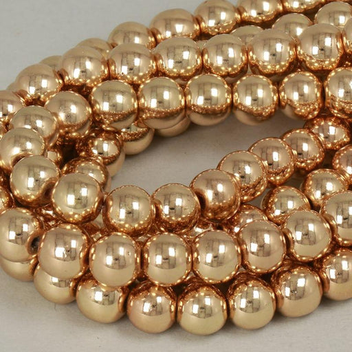 1 Strand 38/40 cm Edelsteinperlen 8 mm Hämatit Plattiert Gold 18K Rund glatt  Farbe_Gold