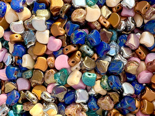 30 pcs Ginkgo Perlen 7.5x7.5x3.4 mm, 2-Loch, Mega -Mischung, Tschechisches Glas (Ginko Beads)