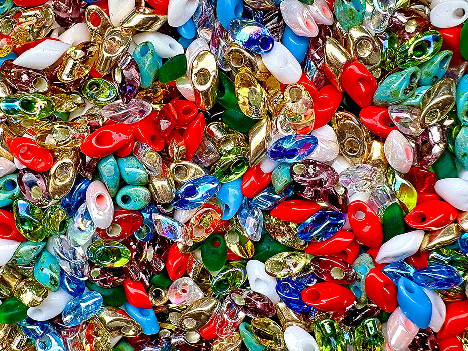 10 g Lange Magatama Perlen 4x7 mm, Mix, Japanische Glasperlen Miyuki (Long Magatama Beads)