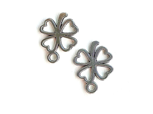 Glücksklee-Charms mit vier Blütenblättern 17 x 12 mm Metall Farbe_Silver