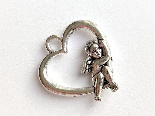 Herz mit Amor-Anhänger 19x18 mm Metall Farbe_Silver