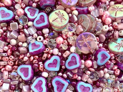 35 g Glasperlen-Mix, French Rose Fuchsia, Tschechisches Glas (Glass Bead Mix)