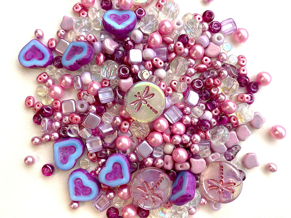 35 g Glasperlen-Mix, French Rose Fuchsia, Tschechisches Glas (Glass Bead Mix)