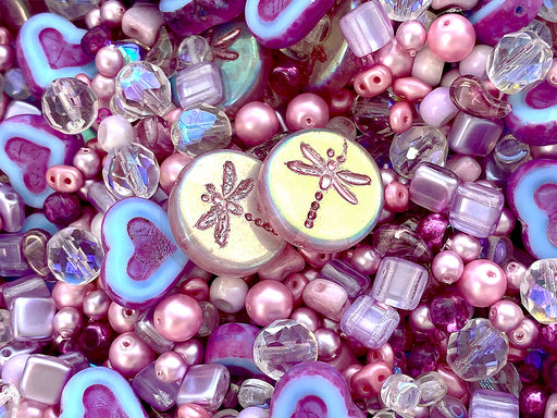 35 g Glasperlen-Mix, French Rose Fuchsia, Tschechisches Glas (Glass Bead Mix)