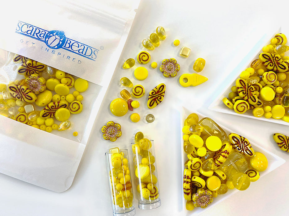 35 g Glasperlen-Mix, Jonquil Gelb Goldrute, Tschechisches Glas (Glass Bead Mix)