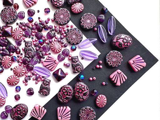 35 g Glasperlen-Mix, Pflaumenwein, Tschechisches Glas (Glass Bead Mix)