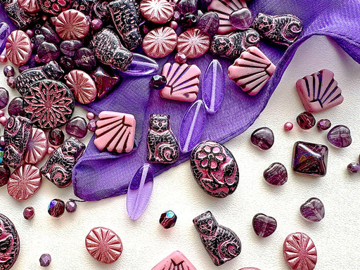 35 g Glasperlen-Mix, Pflaumenwein, Tschechisches Glas (Glass Bead Mix)