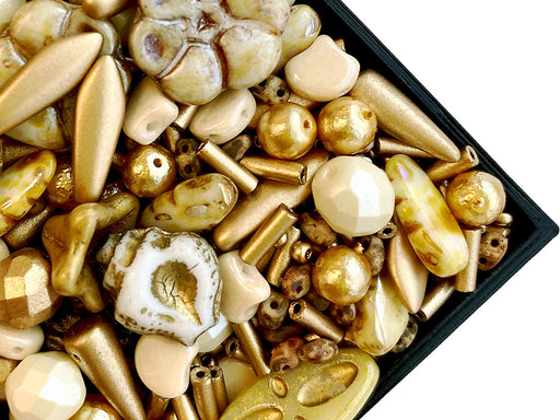 35 g Glasperlen-Mix, Goldener Kornfeld, Tschechisches Glas (Glass Bead Mix)