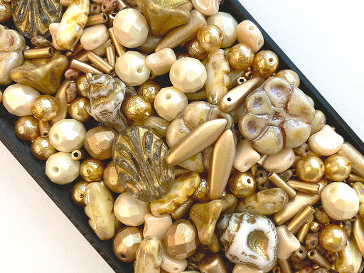 35 g Glasperlen-Mix, Goldener Kornfeld, Tschechisches Glas (Glass Bead Mix)