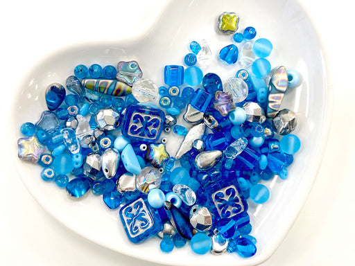 35 g Glasperlen-Mix, Türkis Azure Distance, Tschechisches Glas (Glass Bead Mix)