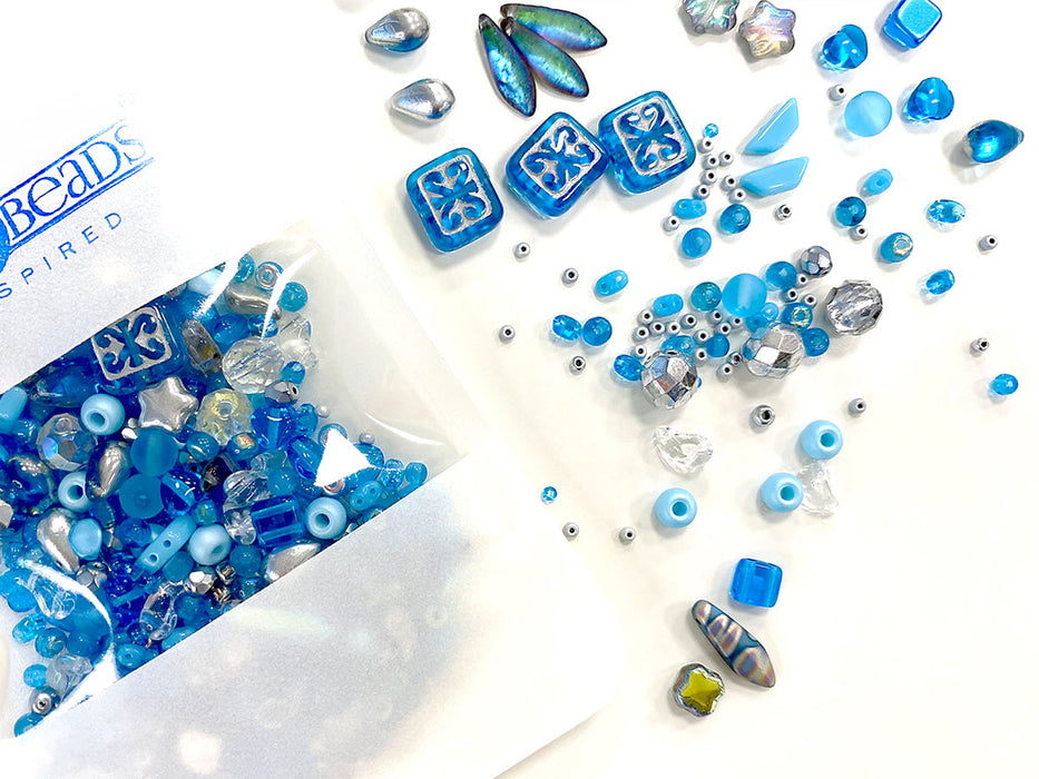 35 g Glasperlen-Mix, Türkis Azure Distance, Tschechisches Glas (Glass Bead Mix)