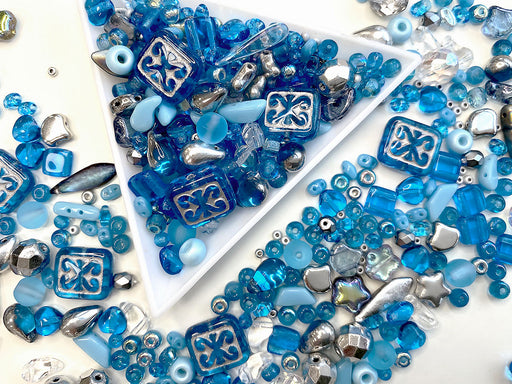 35 g Glasperlen-Mix, Türkis Azure Distance, Tschechisches Glas (Glass Bead Mix)