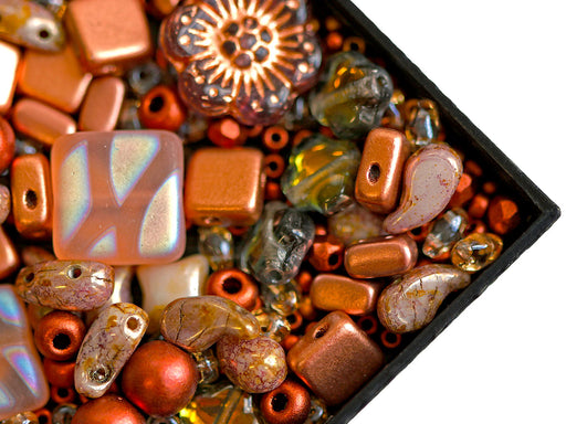 35 g Glasperlen-Mix, Bronze Kupfer, Tschechisches Glas (Glass Bead Mix)