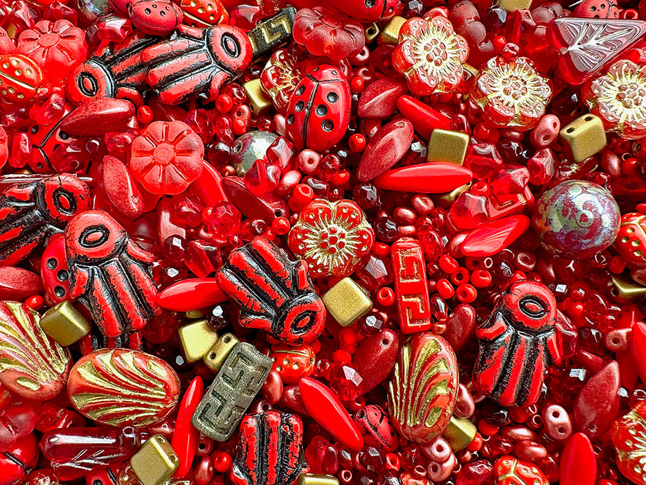 35 g Glasperlen-Mix, Fiery Sunset, Tschechisches Glas (Glass Bead Mix)