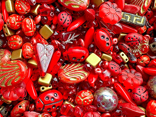 35 g Glasperlen-Mix, Fiery Sunset, Tschechisches Glas (Glass Bead Mix)