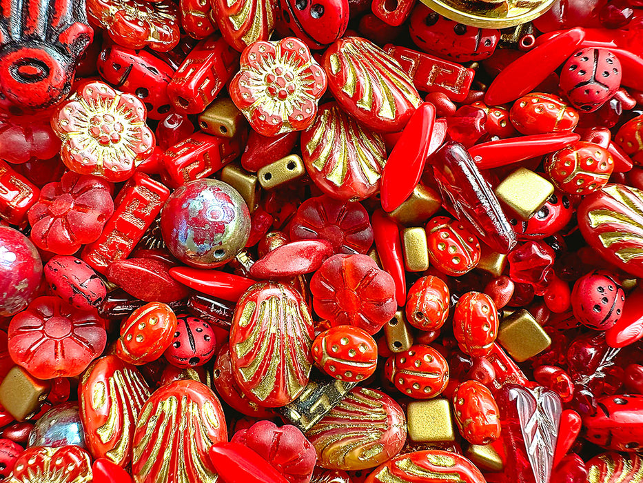 35 g Glasperlen-Mix, Fiery Sunset, Tschechisches Glas (Glass Bead Mix)