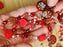35 g Mix aus Gepressten Tschechischen Perlen verschiedener Formen und Größen und Glas-Cabochons, Fiery Sunset, Tschechisches Glas (Glass Bead Mix)