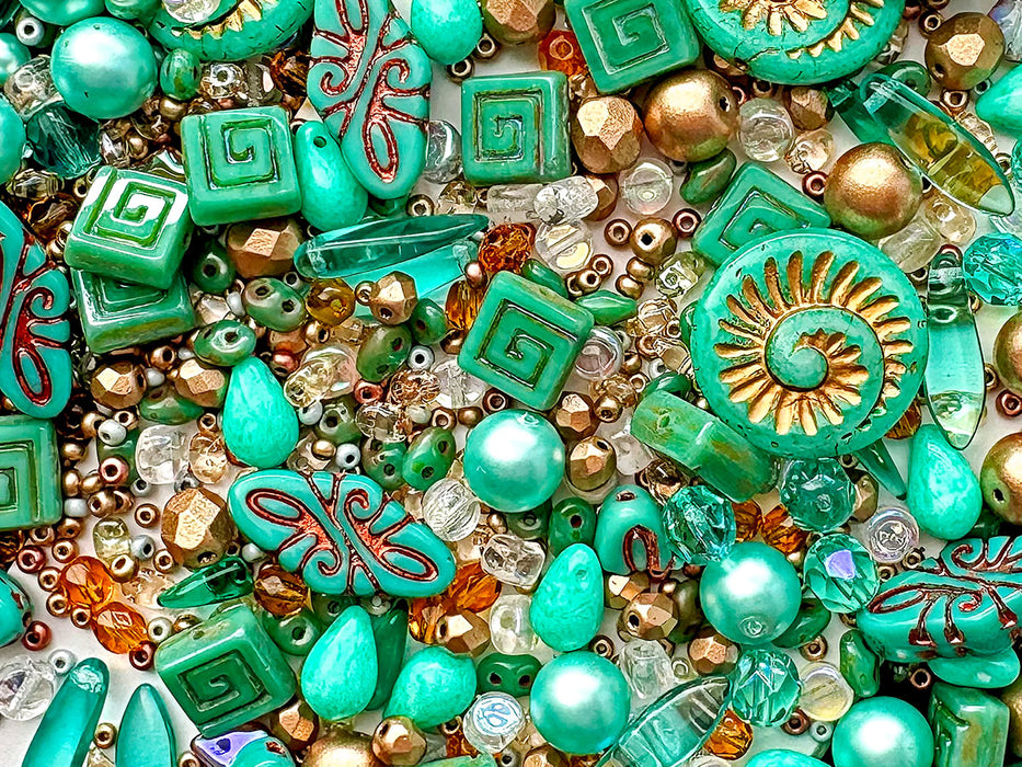 35 g Glasperlen-Mix, Hellgrün Meeresfarben, Tschechisches Glas (Glass Bead Mix)