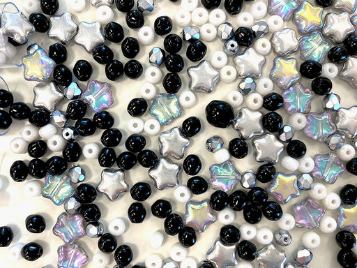 35 g Glasperlen-Mix, Marmorspäne, Tschechisches Glas (Glass Bead Mix)