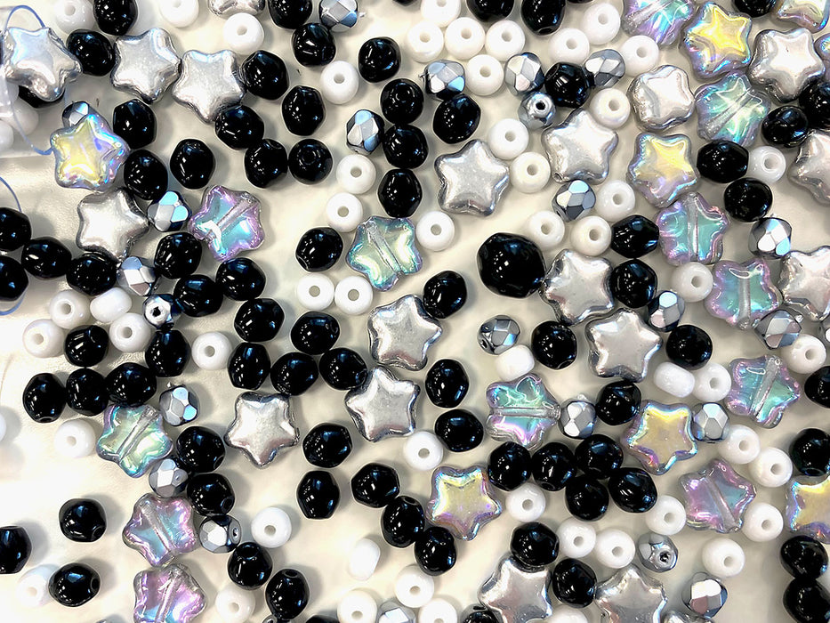 35 g Glasperlen-Mix, Marmorspäne, Tschechisches Glas (Glass Bead Mix)