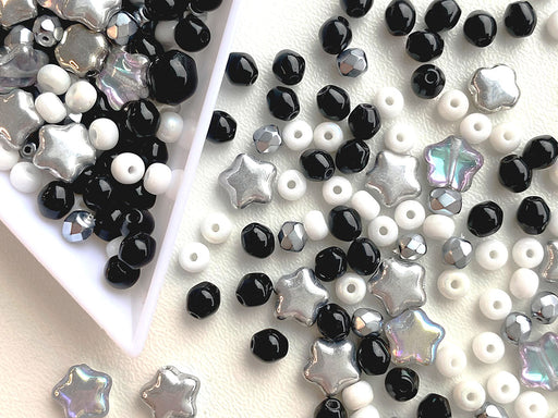 35 g Glasperlen-Mix, Marmorspäne, Tschechisches Glas (Glass Bead Mix)
