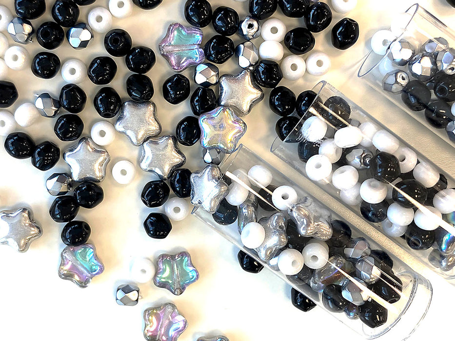 35 g Glasperlen-Mix, Marmorspäne, Tschechisches Glas (Glass Bead Mix)