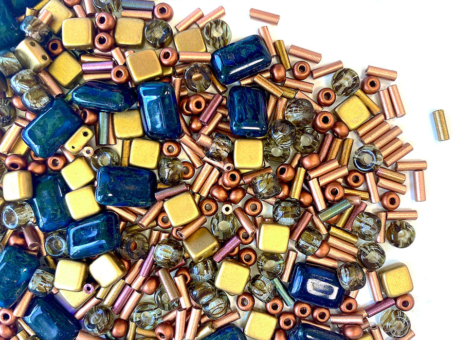 35 g Glasperlen-Mix, Sonne von Florenz, Tschechisches Glas (Glass Bead Mix)