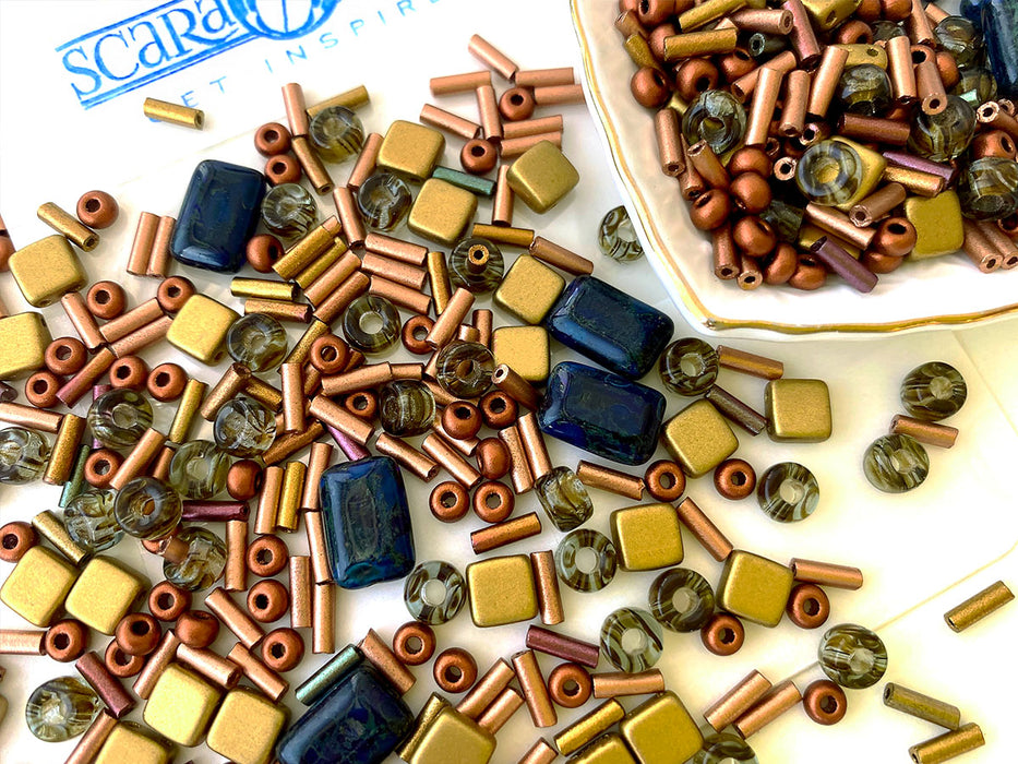 35 g Glasperlen-Mix, Sonne von Florenz, Tschechisches Glas (Glass Bead Mix)